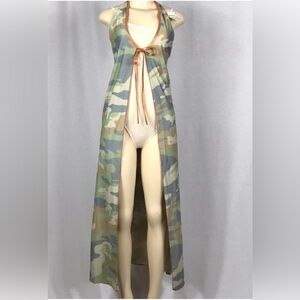 So Sexy Size M Halter Camouflage Front Tie Sleeveless Long Cover Up Dress. New